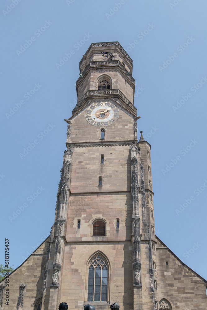 Stiftskirche church tall bell tower, Stuttagrt, Germany