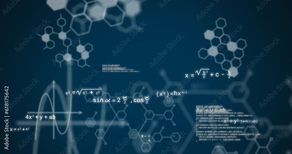Animation of data processing and mathematical equations on black background Animation of data processing and mathematical equations on black background