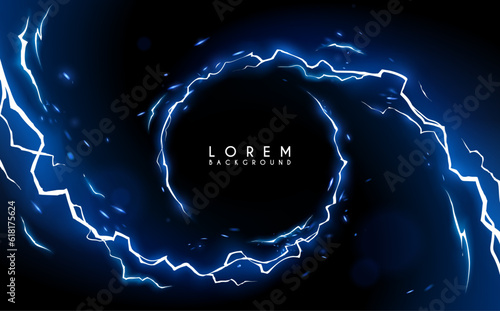 Fotografia, Obraz Circle lightnings template with sparks