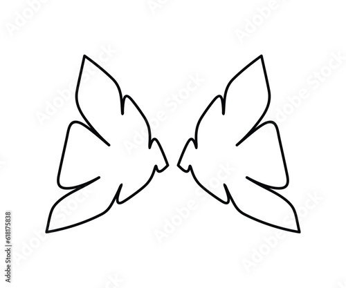 wing icon black line design. Wings badge on a white background. Vector illustration. 