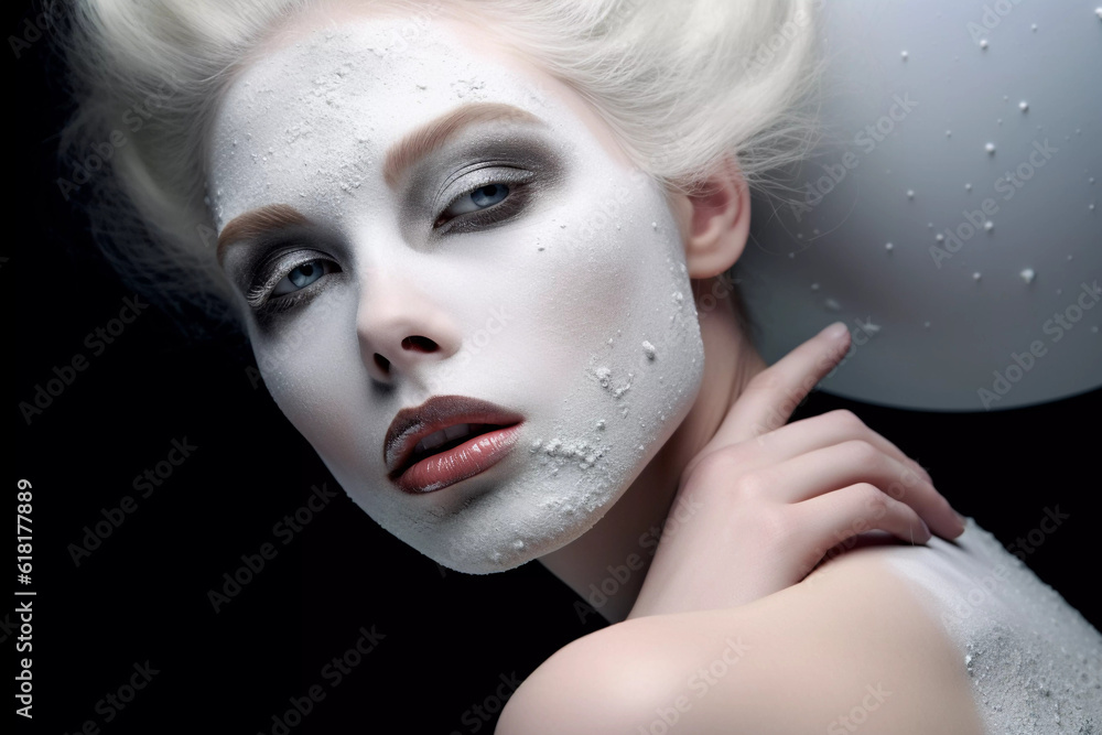 Body Art: Commercial Fashion Shoot with a Striking Blonde Lady, Generative AI.
