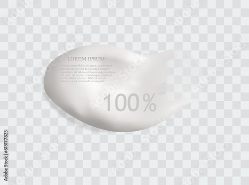 Cream texture stroke isolated on transparent background. Facial creme, foam, gel or body lotion skincare icon. Vector face cream cosmetic product smear swatch.