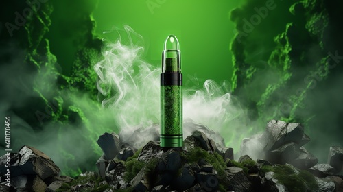 green vape background with smoke copy text space