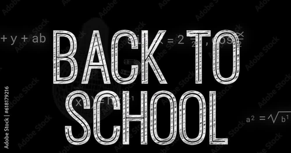 Animation of back to school text and data processing on black background Animation of back to school text and data processing on black background