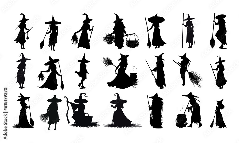 Witch silhouette halloween element clip art icon