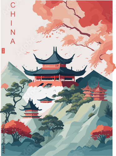 China vintage poster design concept