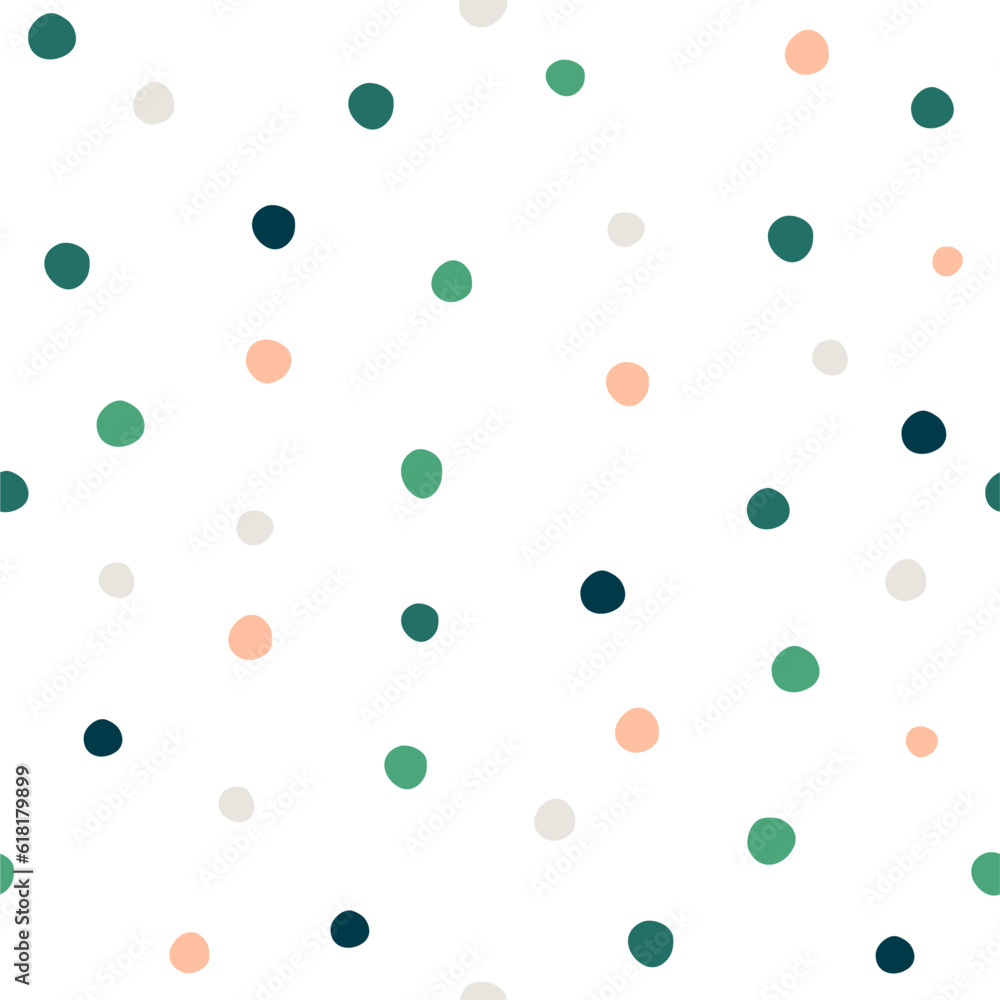 Seamless pattern hand drawn dots on a white background.