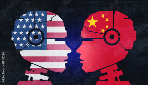 Photography China And US Technology and AI technologies as Tech competition for technologica