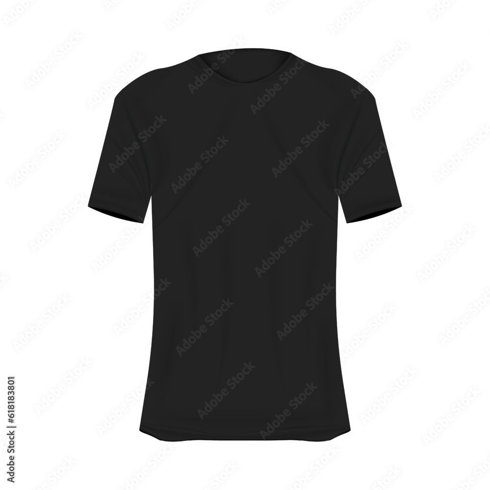 T-shirt mockup in black colors. Mockup of realistic shirt with short sleeves. Blank t-shirt template with empty space for design T-shirt mockup in black colors. Mockup of realistic shirt with short sleeves. Blank t-shirt template with empty space for design