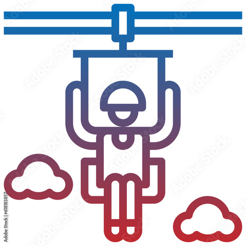 ZIPLINE line icon,linear,outline,graphic,illustration