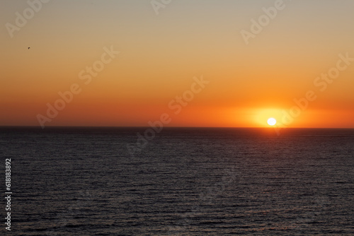 sunset over the sea in the pacific ocean of Vina del Mar  Valparaiso  Chile