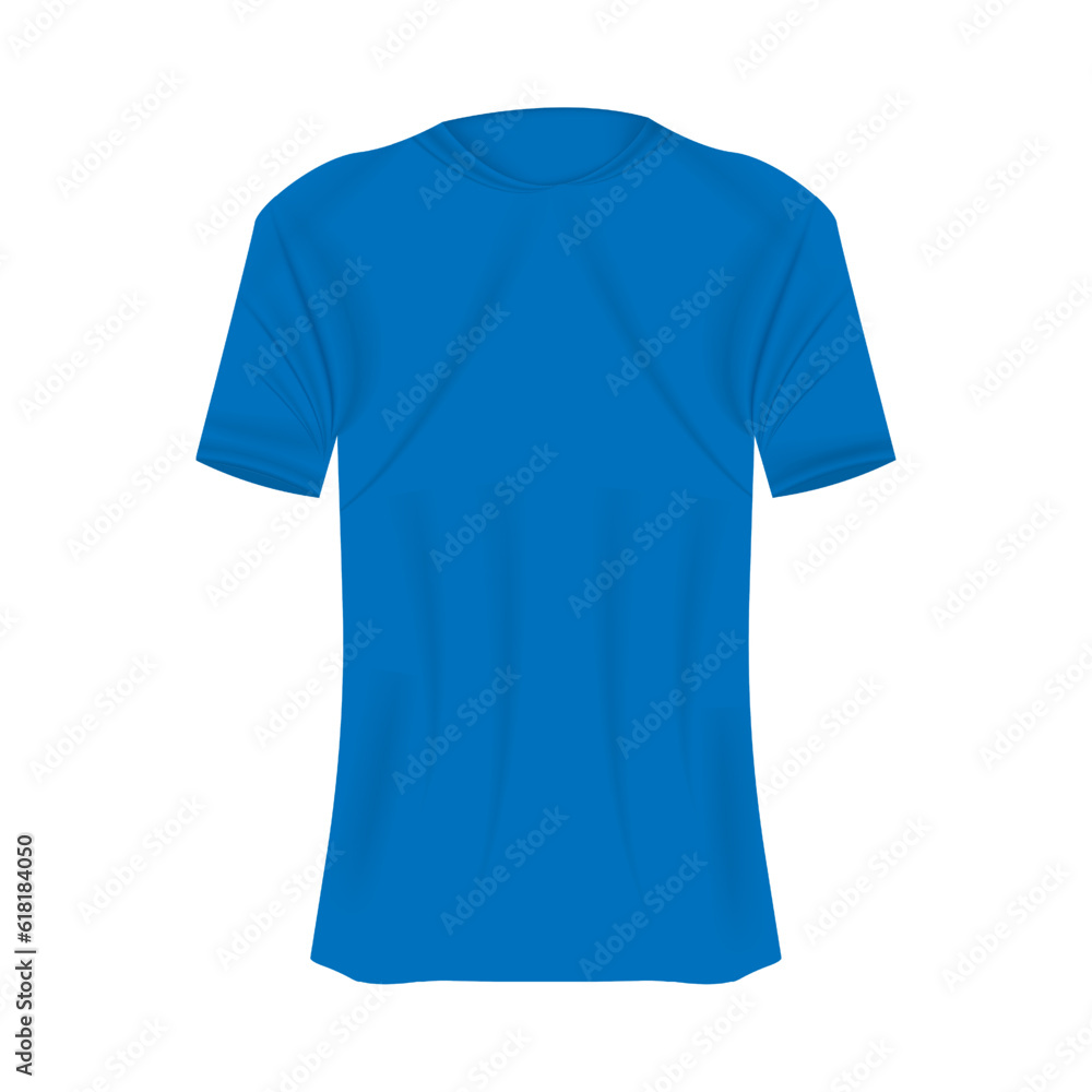 T-shirt mockup in blue colors. Mockup of realistic shirt with short sleeves. Blank t-shirt template with empty space for design T-shirt mockup in blue colors. Mockup of realistic shirt with short sleeves. Blank t-shirt template with empty space for design