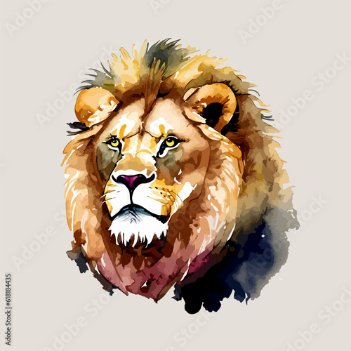lion watercolor art, animal illustration
