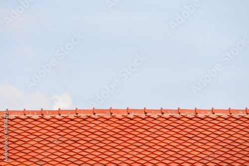 Roof on top and blue sky white cloud background
