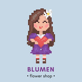 Pixart style logo for BLUMEN flower store