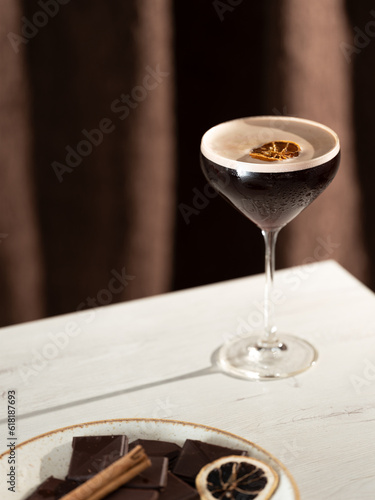 Coffee cocktail on cozy atmosphere