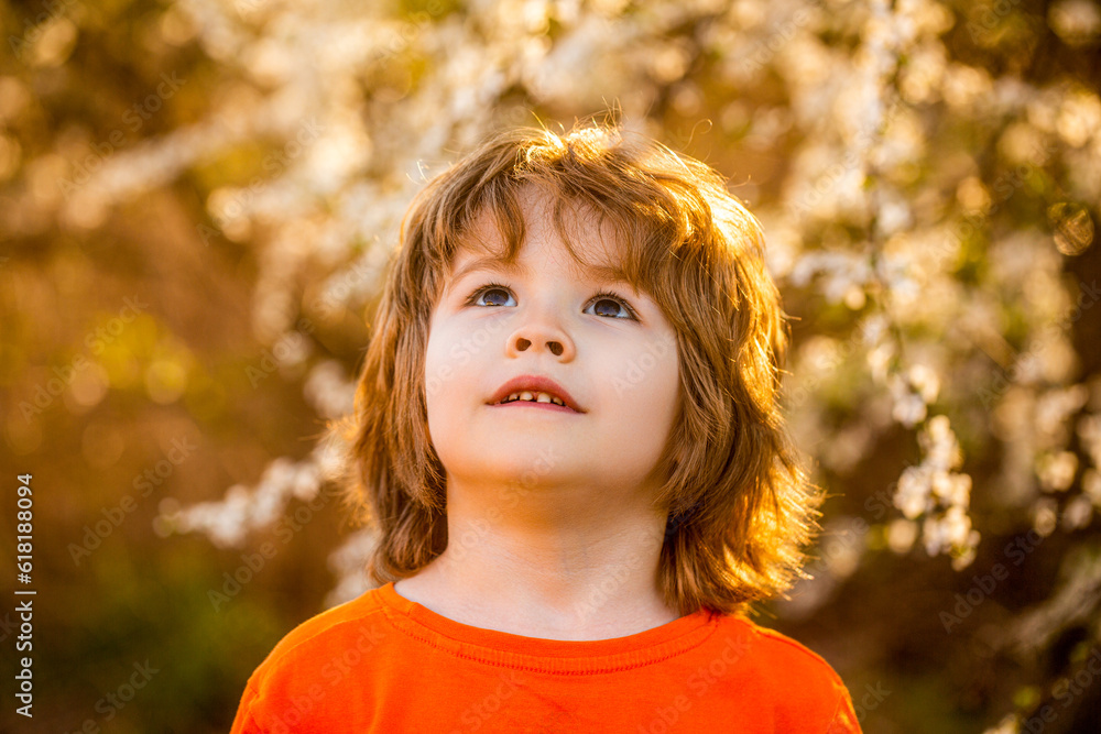 Child, boy, spring, sun. Happy little boy walking in spring garden. Spring activity for inquisitive children. Little boy walks on outdoors, spring weather, sun is shining. hild relaxing under sun Child, boy, spring, sun. Happy little boy walking in spring garden. Spring activity for inquisitive children. Little boy walks on outdoors, spring weather, sun is shining. hild relaxing under sun