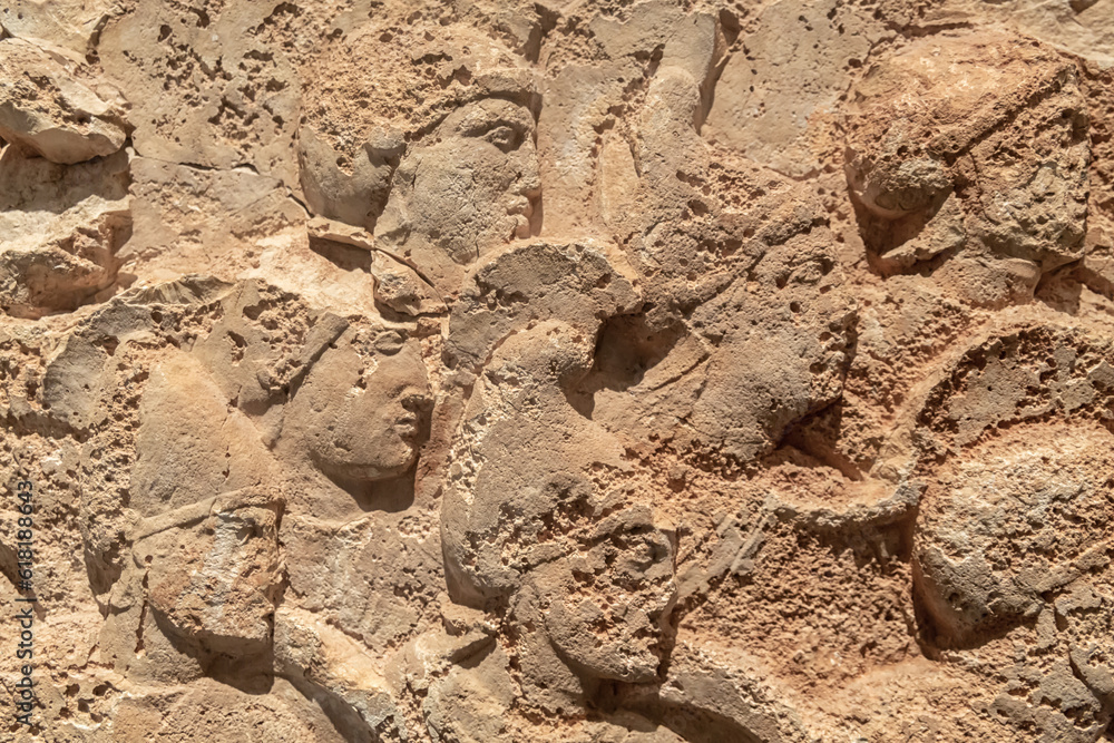 Obraz premium Warriors. Fragment of relief, monumental tomb (heroon) of Pericles king of Lycia-Limyra, 4th century b. c. Limestone. Antalya, Turkey
