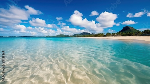 夏のリゾート地の青い海と白い砂浜 © rrice