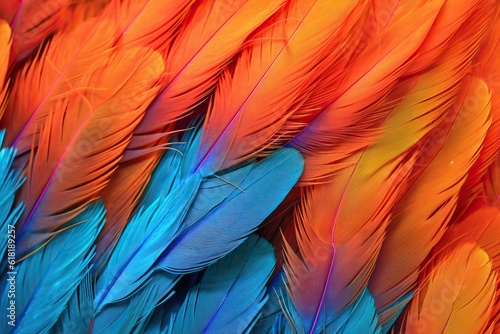 exotic bird blue feathers, generative ai © FrankBoston