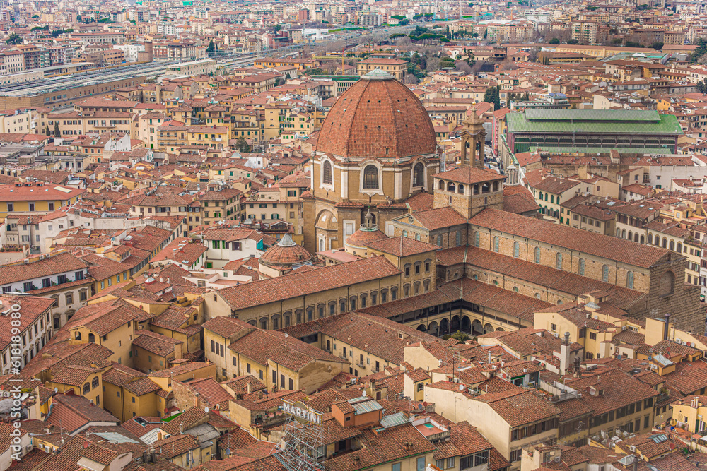 view of Florence, Italy. Cappelle Medicee, Basilica di San Lorenzo