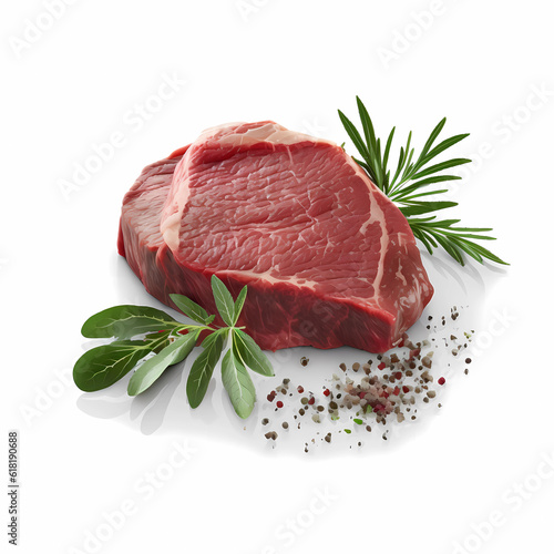 Raw beef steak isolated on white background. Raw beef steaks texture backdrop
