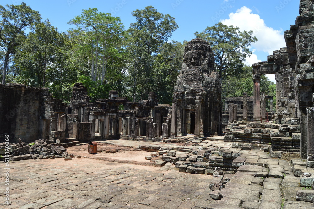 Ancient Temple Complex Ruins in Cambodian Jungle