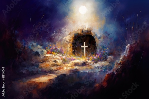 Jesus's empty tomb. A christian conceptual interpretation © Faith Stock