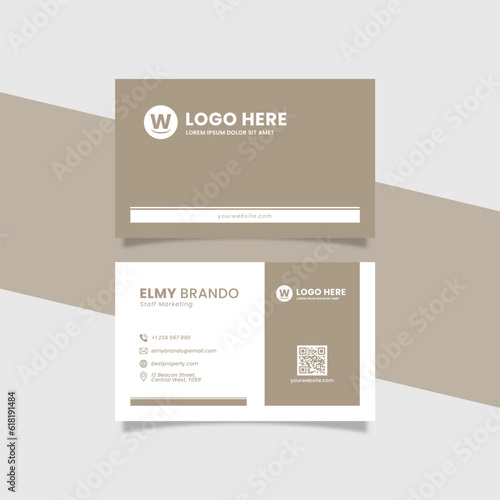 Modern Corporate Identity Business Card Template with Logo Placement Brown Color