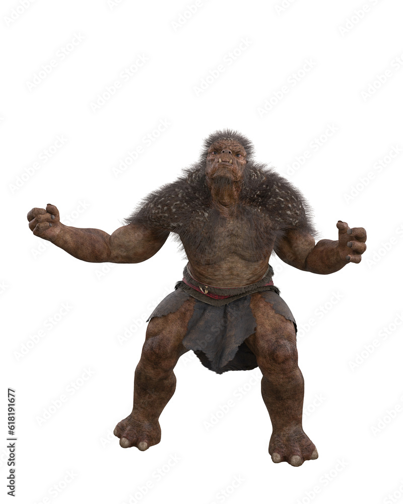 Fantasy Troll mythical character from Nordic folklore. Isolated 3D illustration.. Fantasy Troll mythical character from Nordic folklore. Isolated 3D illustration..
