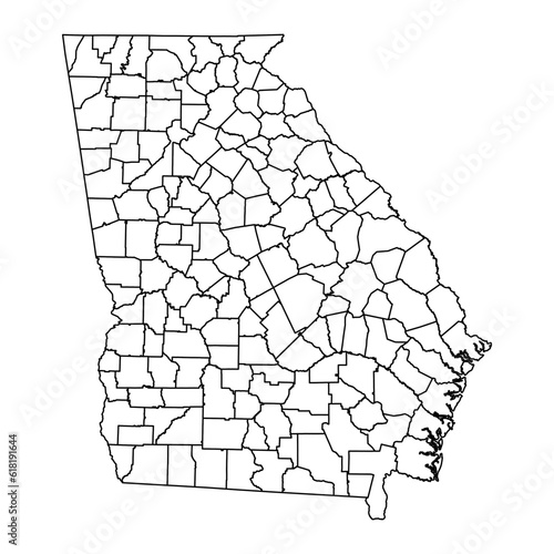 Georgia state map with counties. Vector illustration.