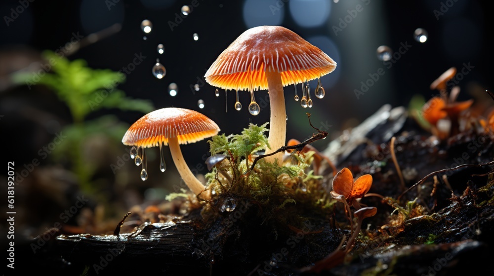 Fototapeta premium mushroom in dark Background