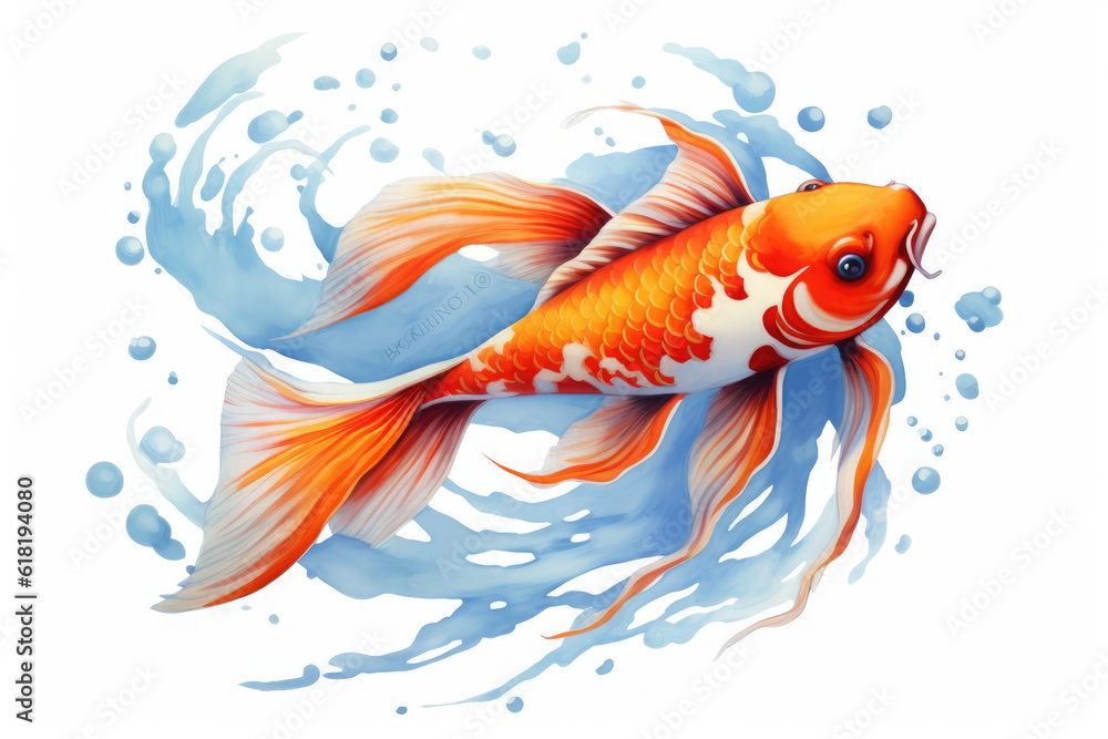 Vector image of an carp koi on white background,Ai generative Vector image of an carp koi on white background,Ai generative