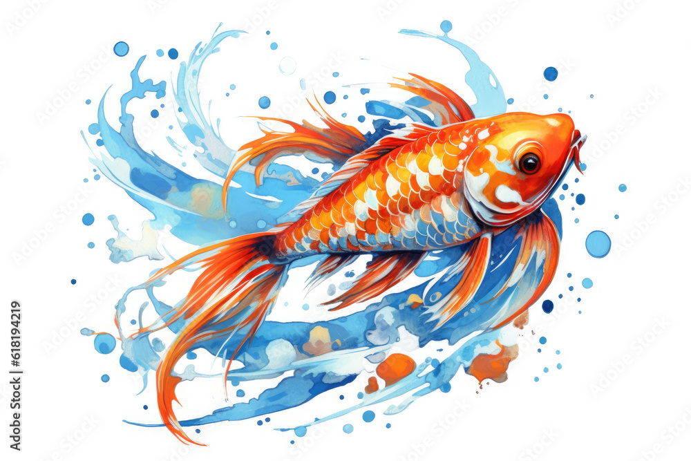 Vector image of an carp koi on white background,Ai generative Vector image of an carp koi on white background,Ai generative