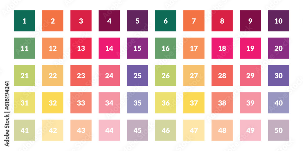numbers one through fifty with colorful bubbles numbers one through fifty with colorful bubbles