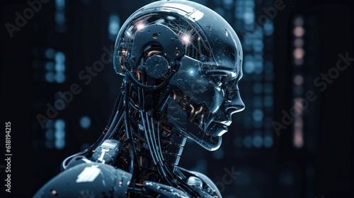 Robot in an technological and Artificial Intelligence environment Generative AI Illustration