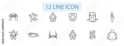 Workouts for Weight Loss Icon. Vascular problems, obesity, training for weight loss, overweight. Vector 12 line icon