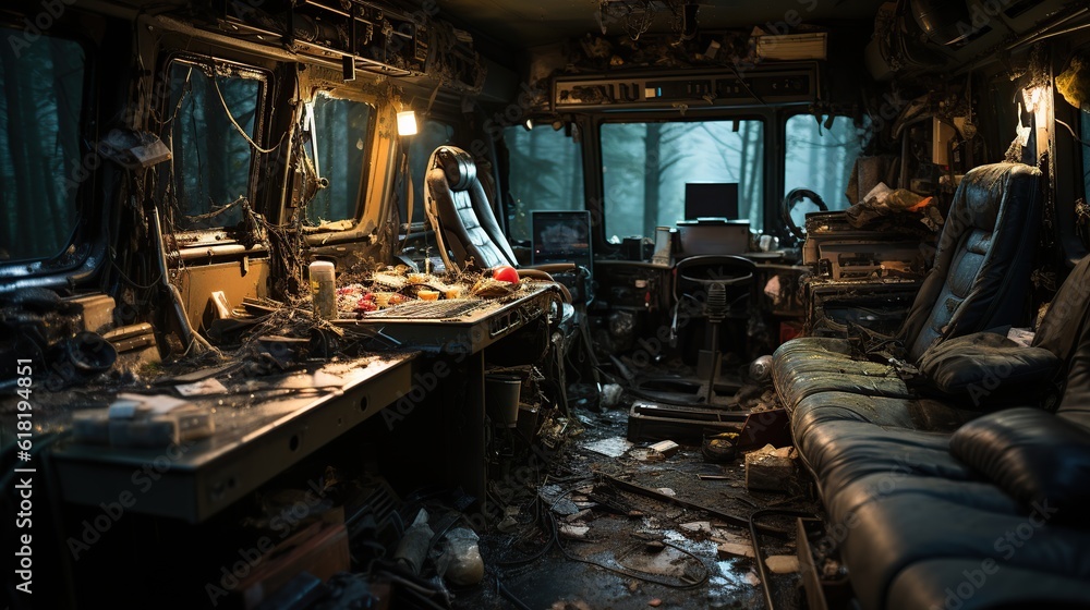 Cabin of a truck injured during Cabin of a truck injured during