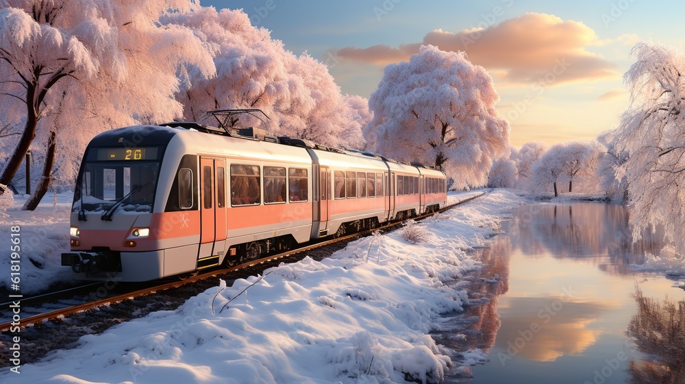 train goes through fantastic winter train goes through fantastic winter