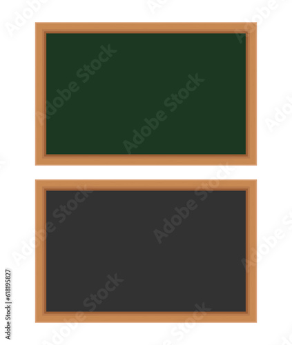 Green and black chalkboard with wooden frame. Vector illustration in a flat style. isolated on white background.