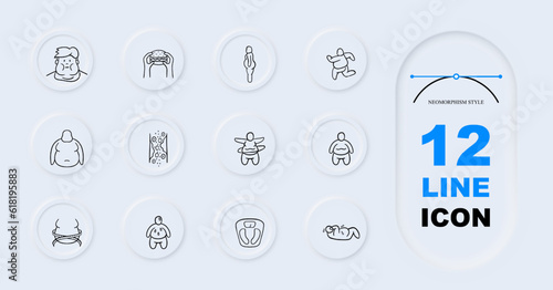Excess Weight Icon. Health concern, weight management, body mass index, obesity, overweight. Pastel color background. Vector 12 line icon