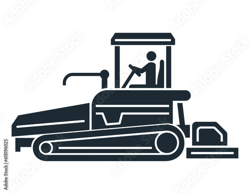 Paved road flat icon - paver and asphalt surface