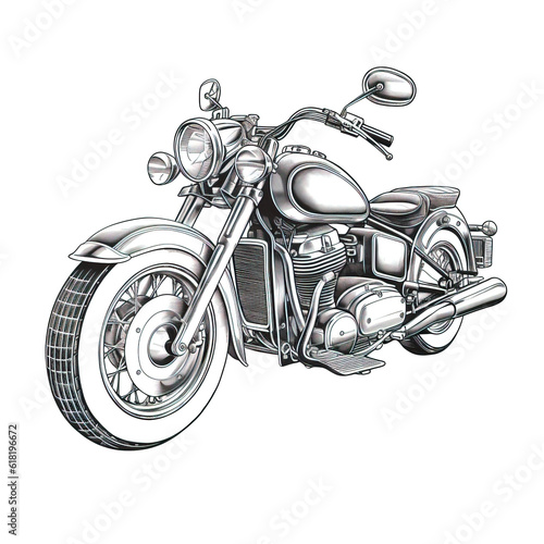 motorcycle vector illustration engraving isolated on