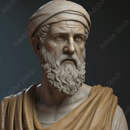 An artistic interpretation of a portrait of Pythagoras, the renowned ancient Greek philosopher