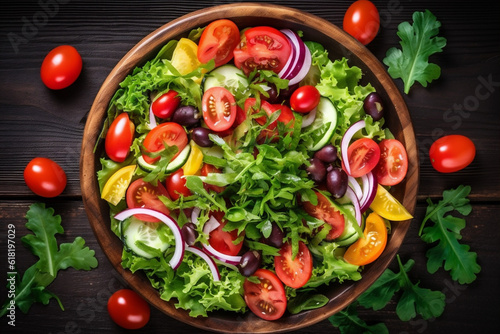 eating healthy green food diet vegetable background salad dark fresh vegetarian. Generative AI.