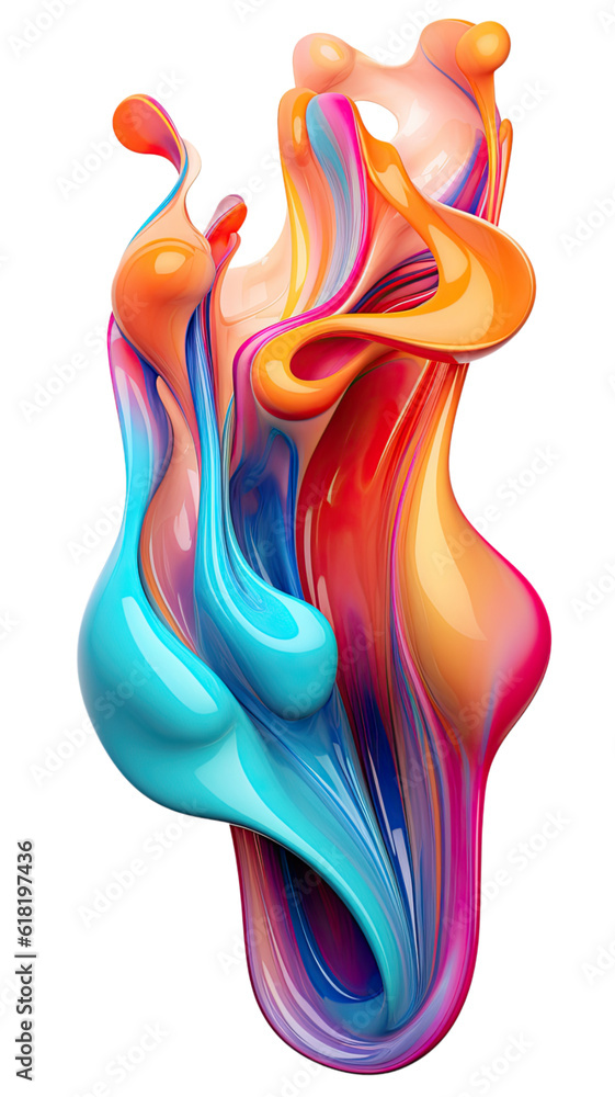 Obraz premium interdimensional energy shift merging colors fluid abstract futuristic texture, isolated on a transparent background, generative ai