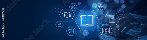 online education, e-learning education concept