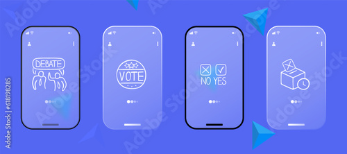 Presidential Elections Icon. Voting, election icon, yes no, ballot, debate. Glassmorphism style. Ui phone app