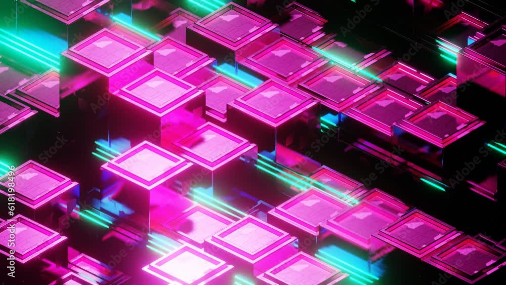Pink and Turquoise Sci-fi Neon Motion Background Loop Animation in 4K Pink and Turquoise Sci-fi Neon Motion Background Loop Animation in 4K