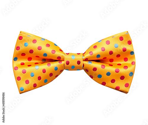 Colorful dotted yellow bow isolated on transparent or white background, png